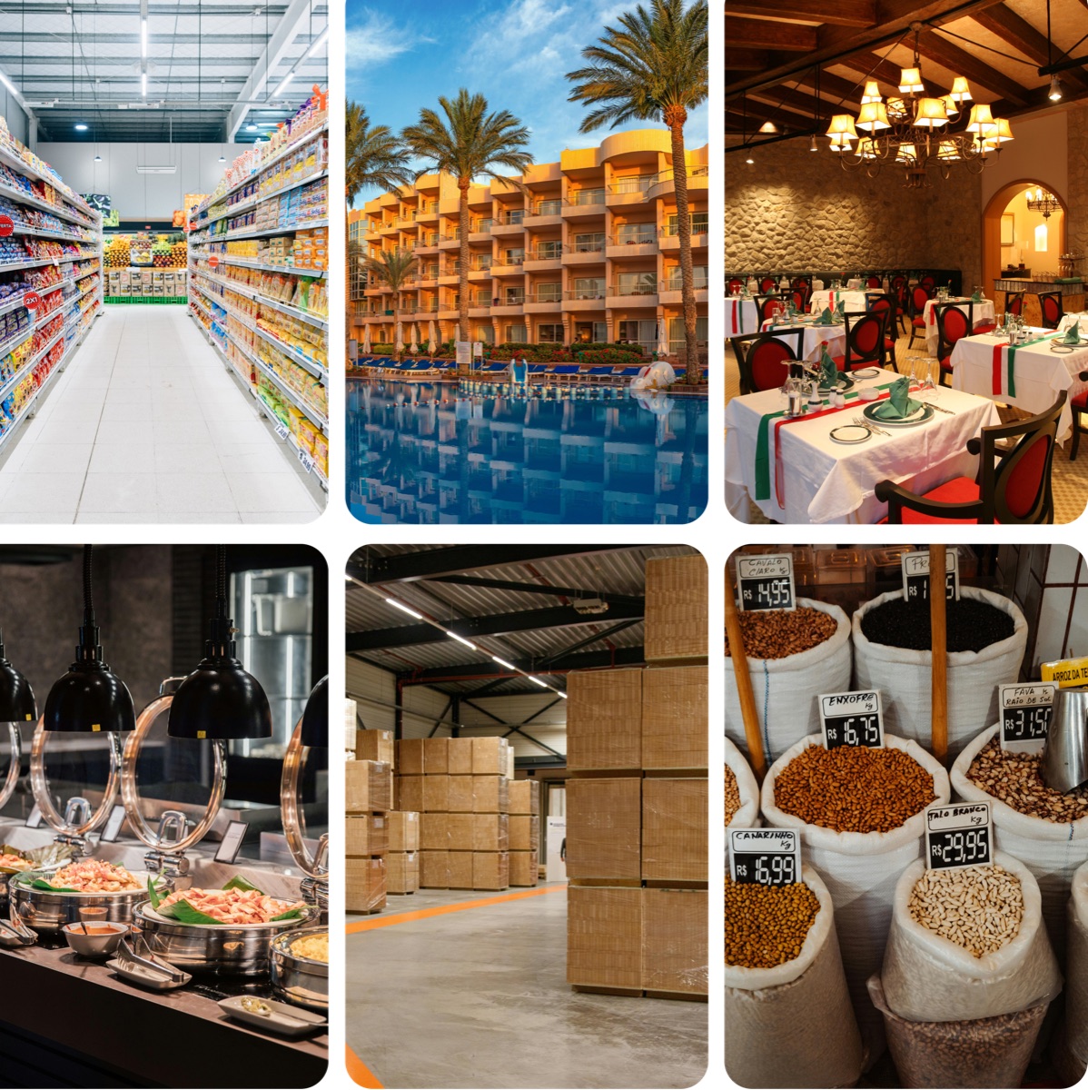 Industries we serve — retail, hospitality, HORECA, catering, warehousing
